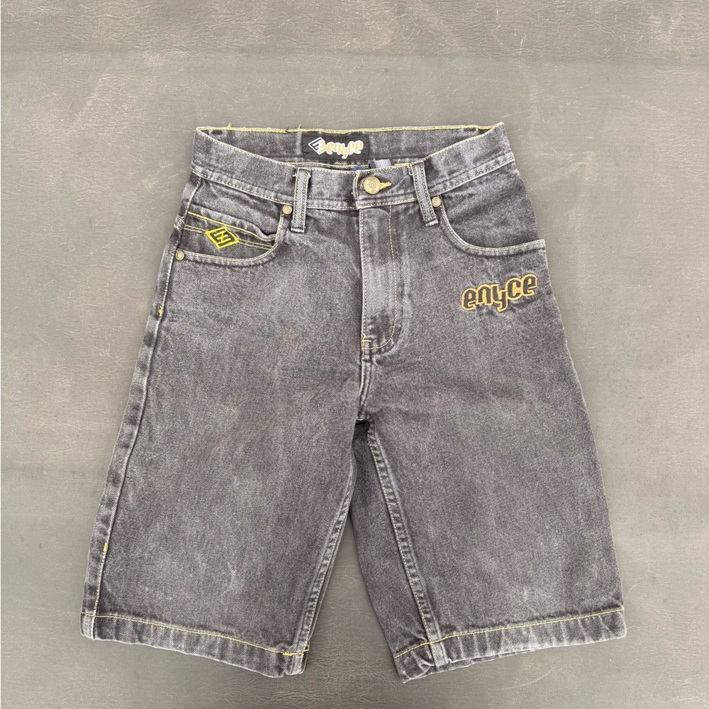 Enyce Kids Charcoal Shorts with Yellow Accents Size 8